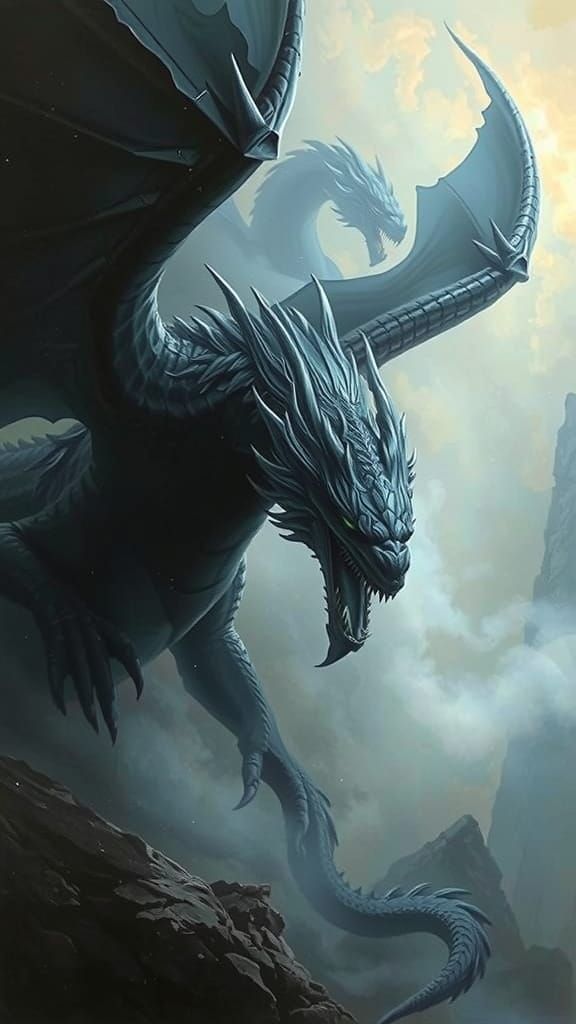 Obsidian Crystal Dragon in Oil Painting Style