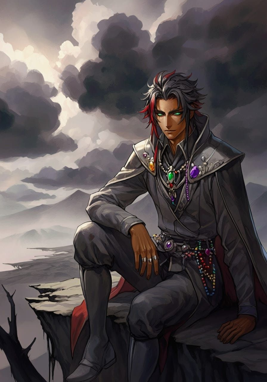 Ethereal Hero in Mysterious Gray Landscape