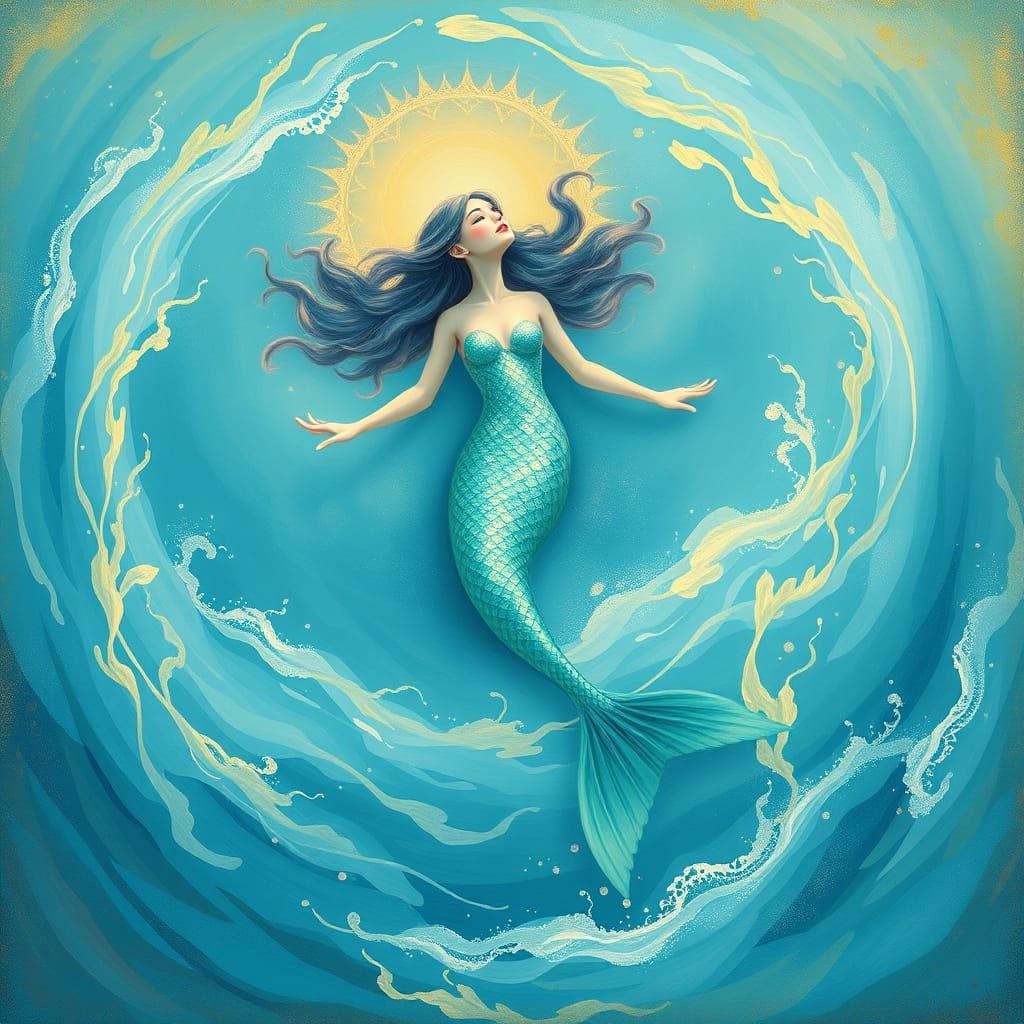 Ethereal Mermaid Dances in Turquoise Splendor