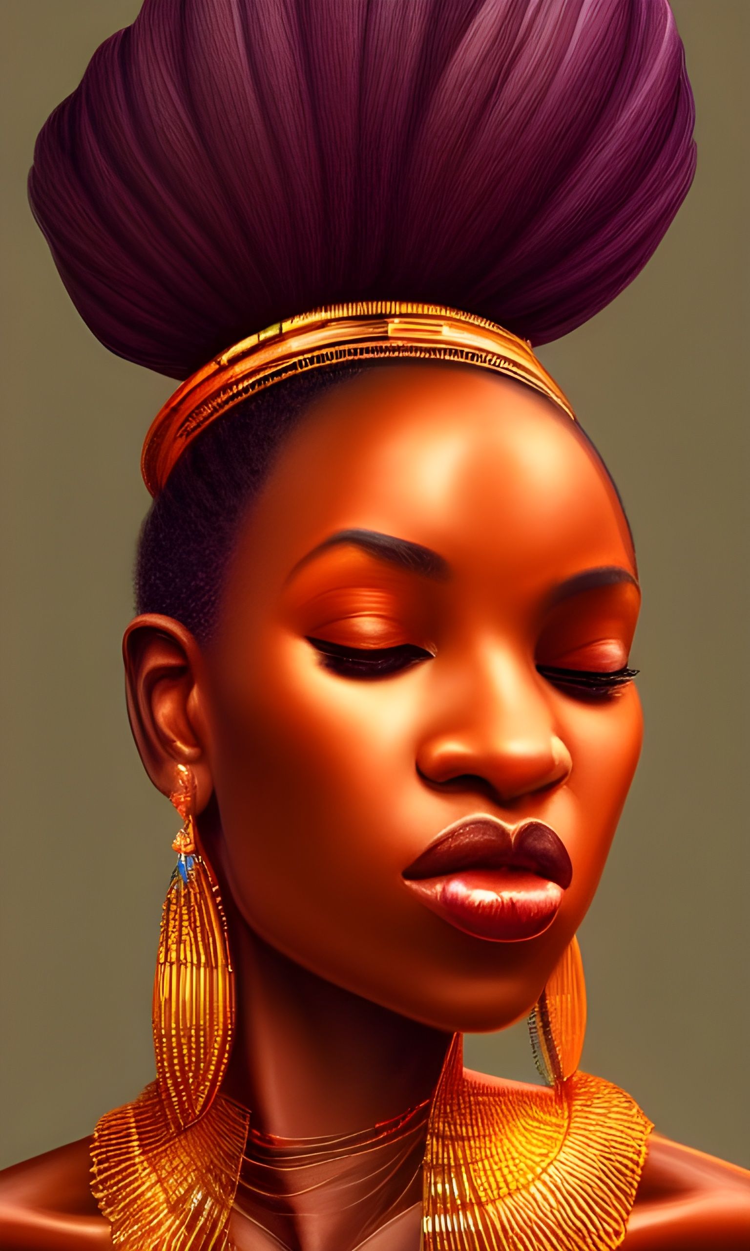 Stunning African Queen: Hyperdetailed Expressionistic Digita...