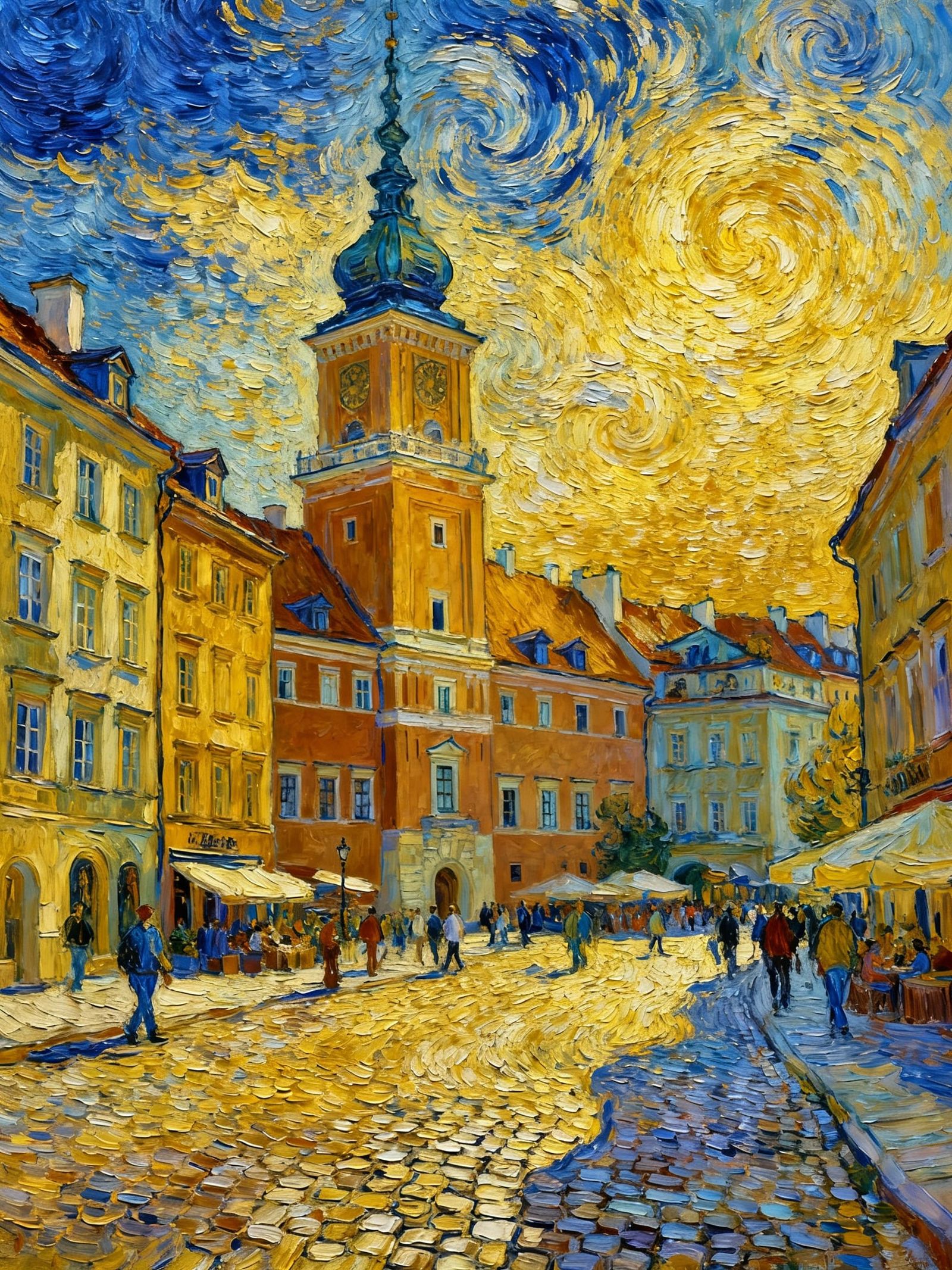 Warsaw, Poland Landscape in Van Gogh Style