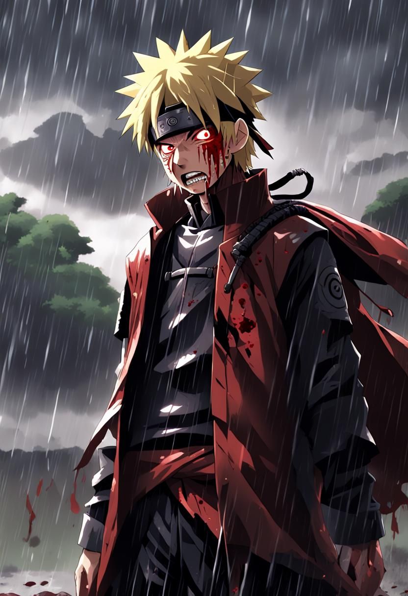 Naruto in Rain of Blood Anime Style
