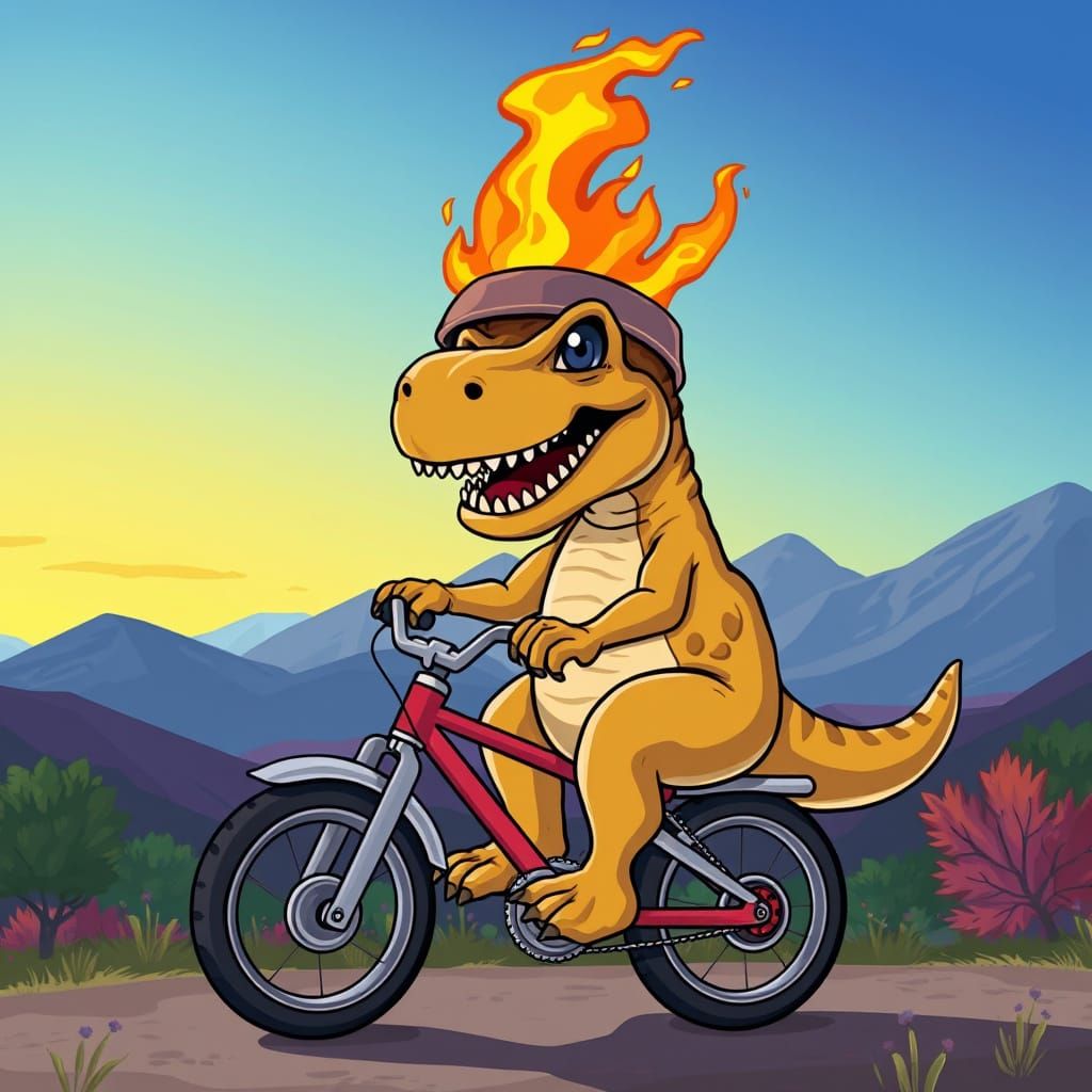 Ridin' T-Rex in Blazing Fedora