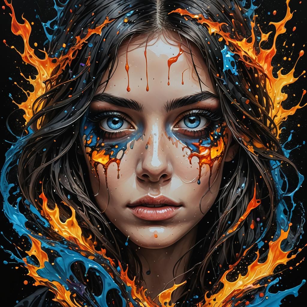 Fantasy Portrait for T-Shirt in Colour Splash Art