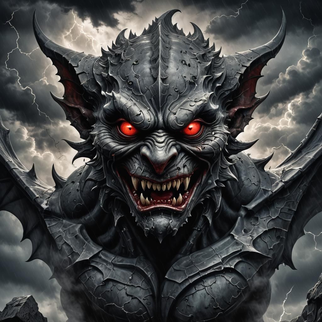 Gothic Gargoyle Portrait in Dark Fantasy Style