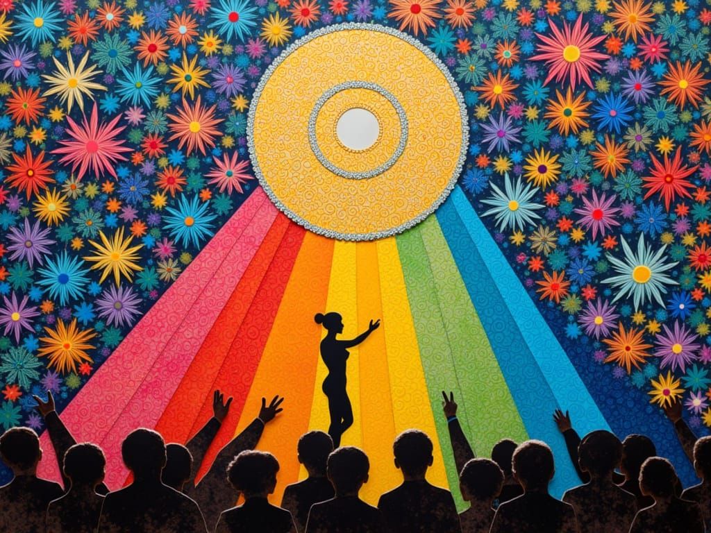 Vibrant Collage Art of Marilyn Monroe in Rainbow Hues