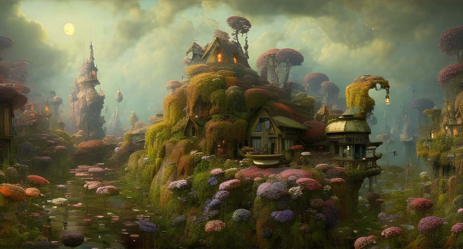 Steampunk Table in Magical Valley, Art Nouveau