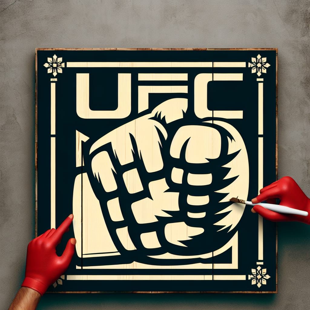 Rustic Boxing Glove UFC Sign on Weathered Wall