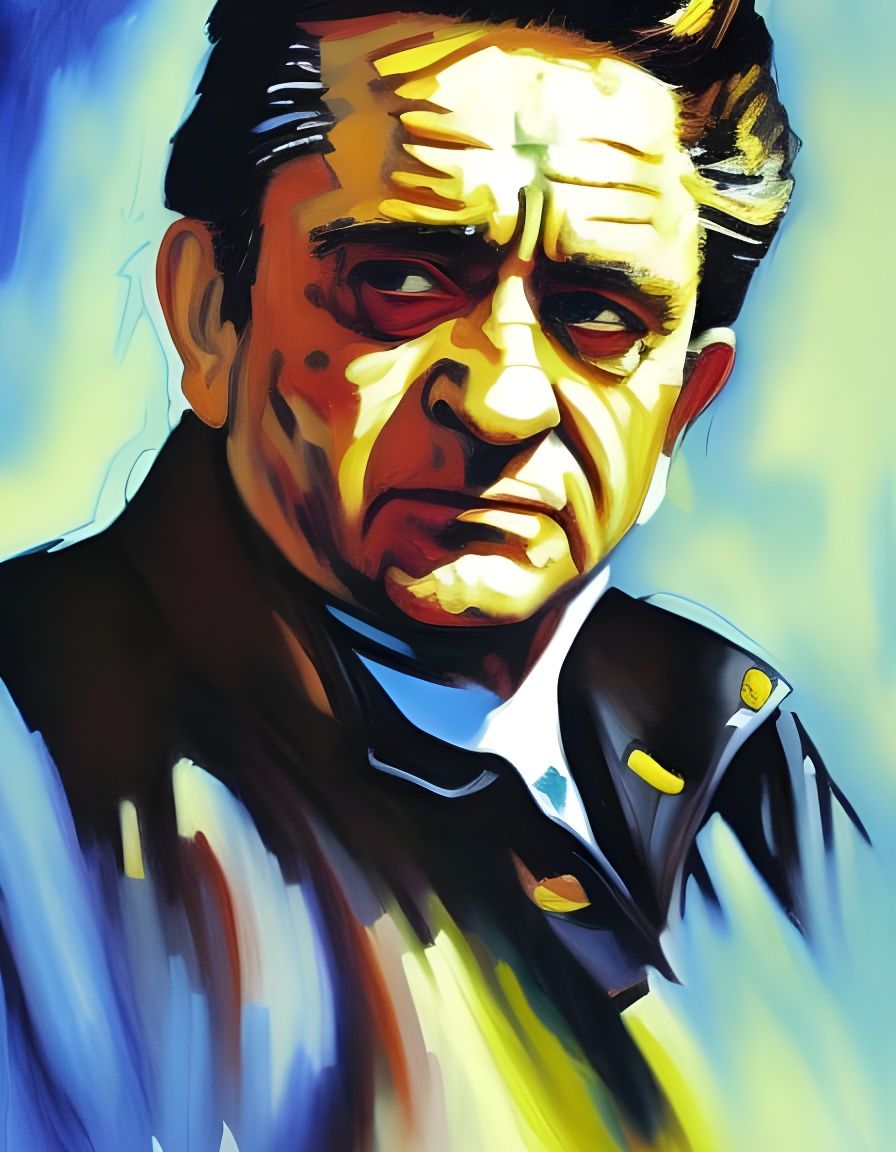 Johnny Cash as Columbo, Impressionist Painting
