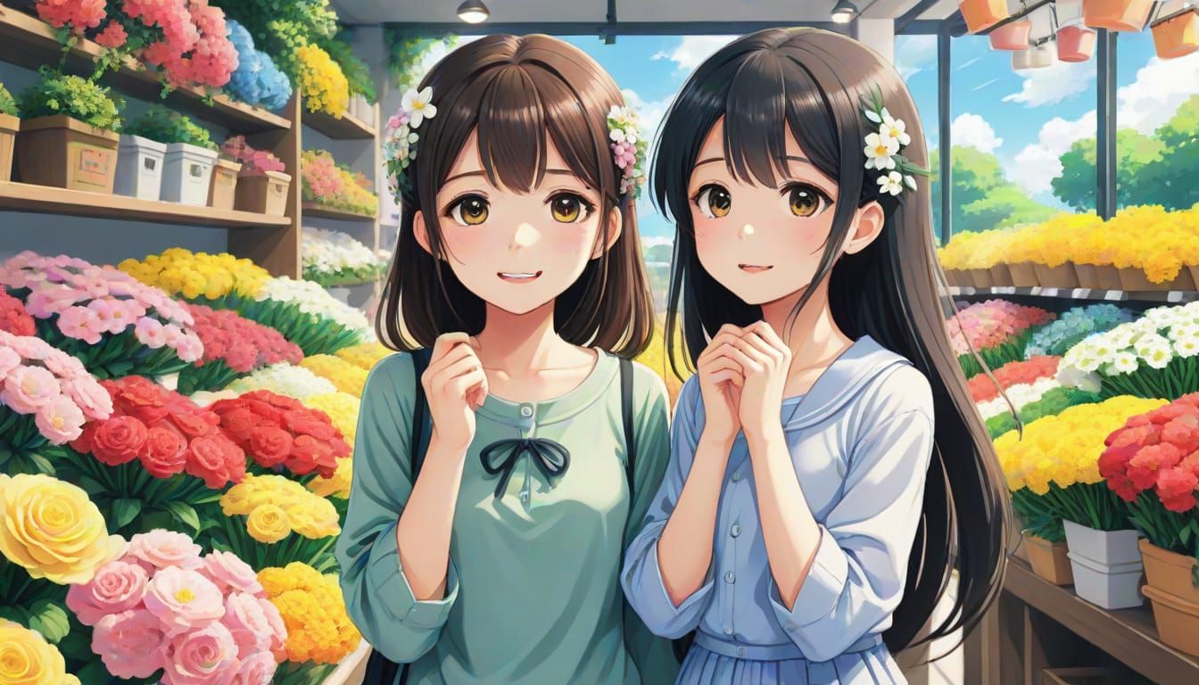Anime Style: Shy Mouth at Flower Store