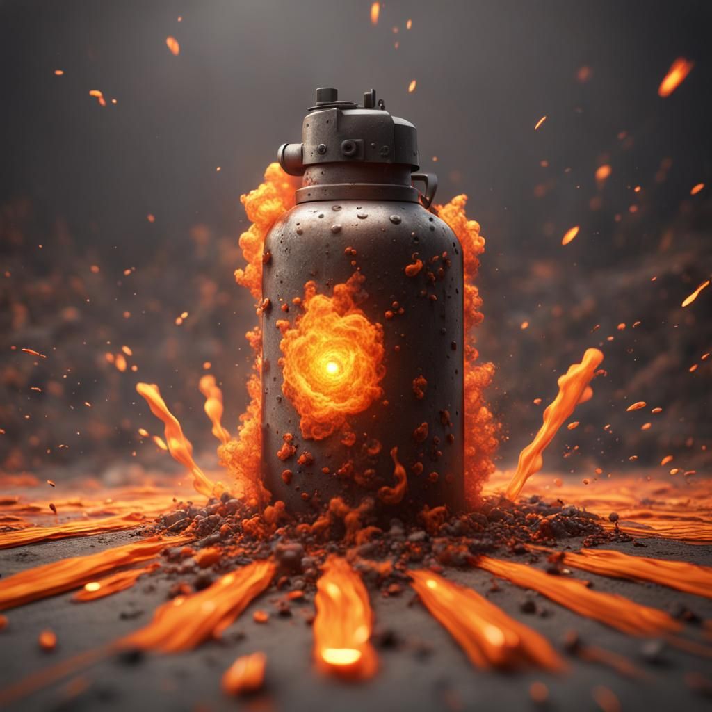 Orange Flash Grenade Explosion, Detailed Digital Painting