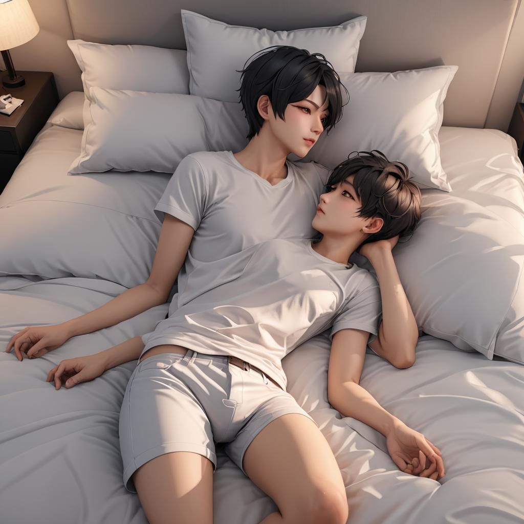 Anime Style Embrace: Detailed 3D Render