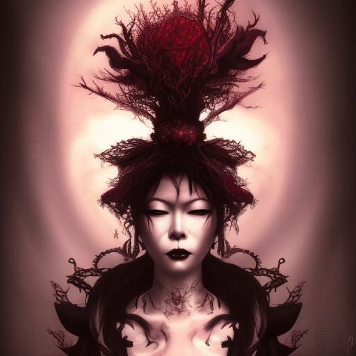 Gothic Voodoo Priestess in Dark Dungeon, Splash Art