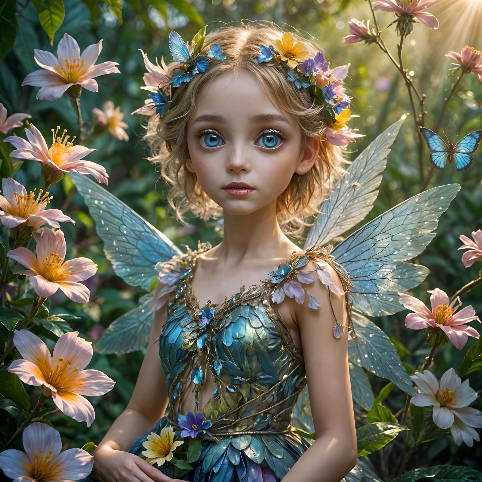 Fairy on Angel in Impressionistic Shimmering Light