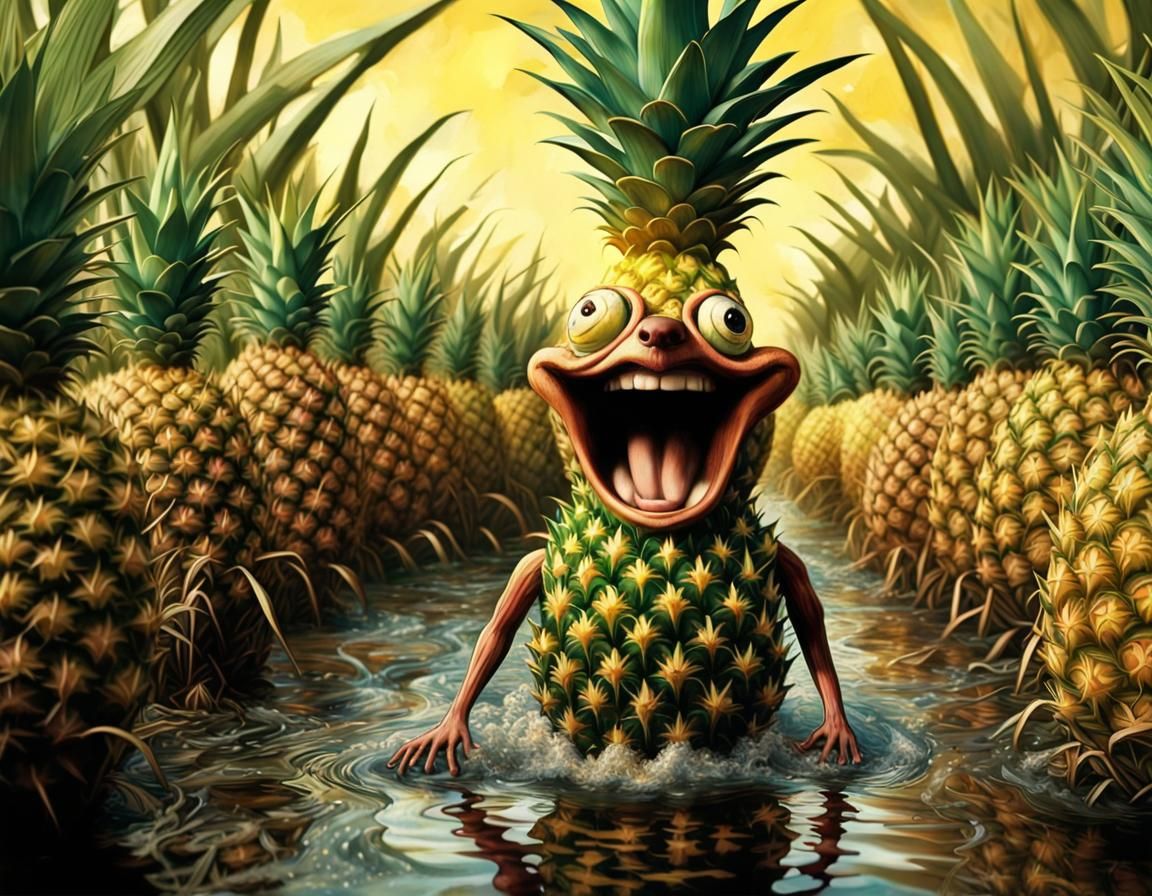 Happy Hippy Psychedelic Pineapple in the River of Barley Beer III