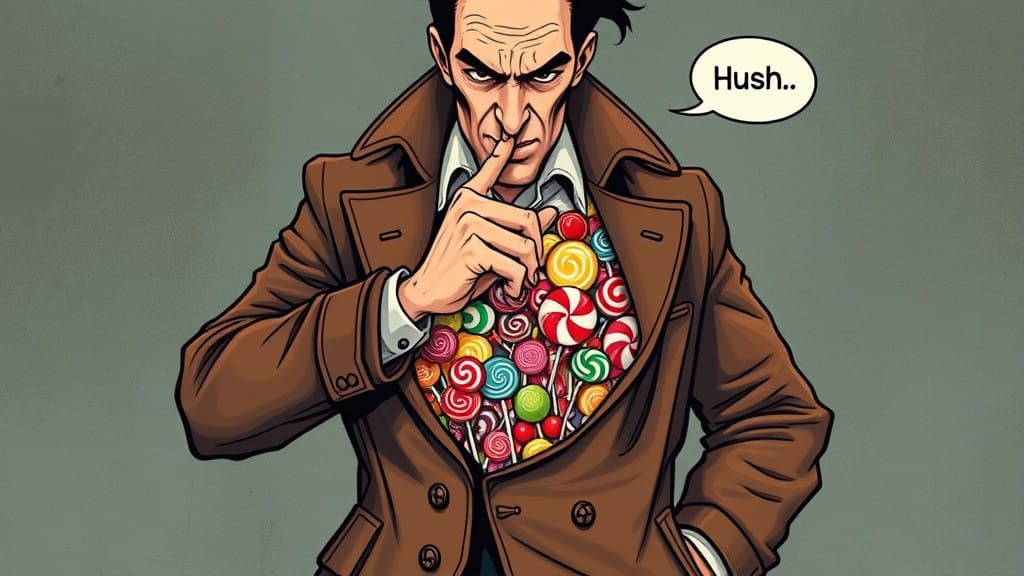 Mysterious Lollipop Connoisseur in Whimsical Illustration St...