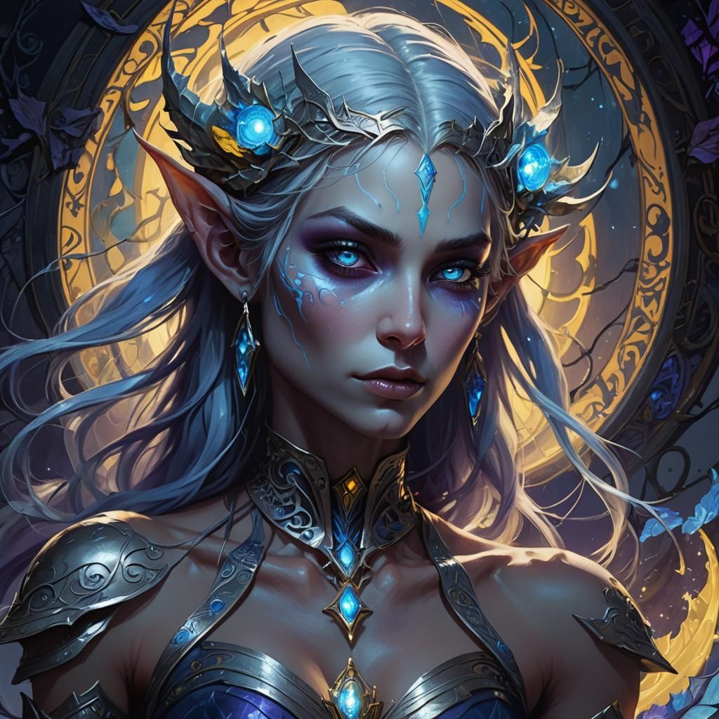 Evil Elf Sorceress Casting Dark Magic