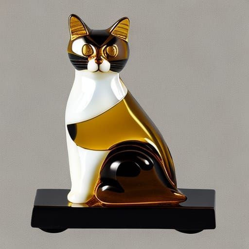 Cute Glass Cat Figurine Inspired by Baroque and Expressionis...