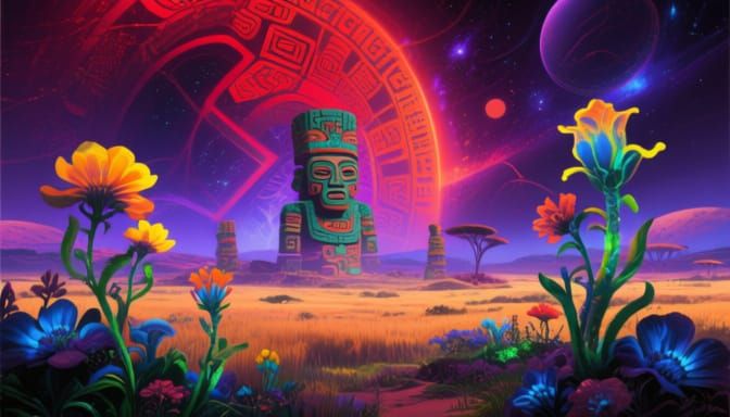 Astral Savannah: An Alien Landscape in Dark Fantasy Style