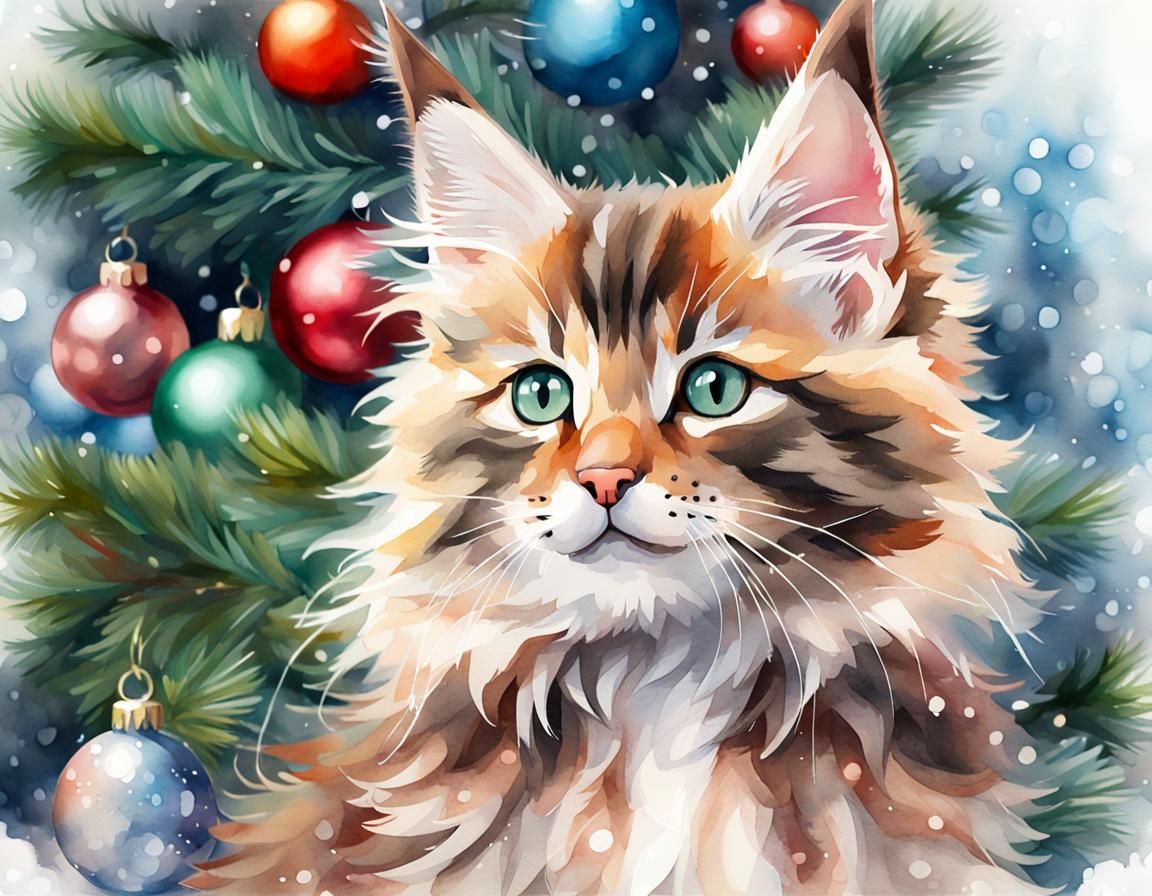 Sweet Kitten on Christmas Day