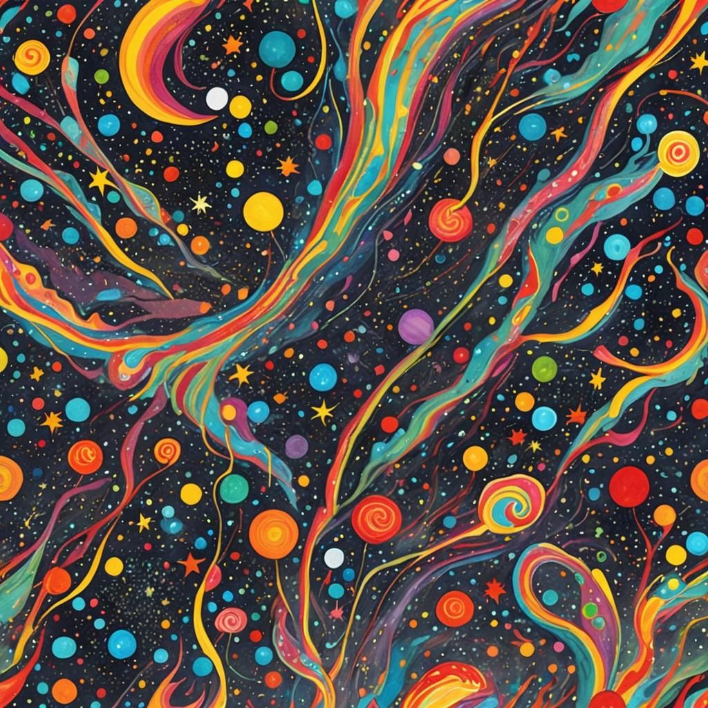 Vibrant Gouache Meteor Shower Candyland Wonderland