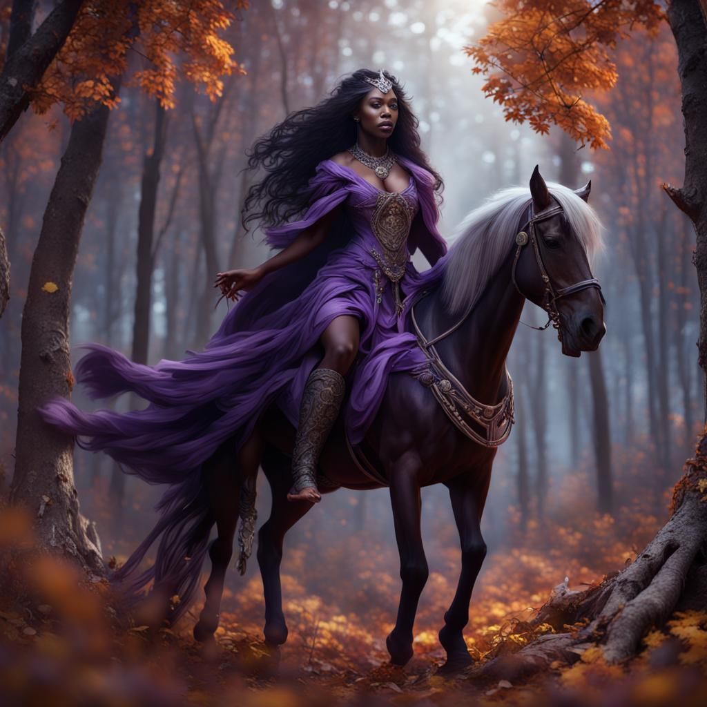 Priestess's Autumn Quest: Detailed Fantasy Art