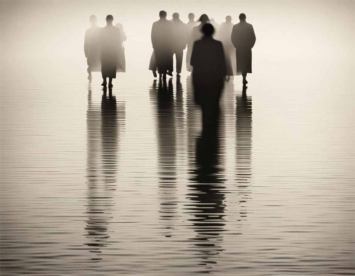 Enigmatic Water Shadows: Minimalist Platinum Print