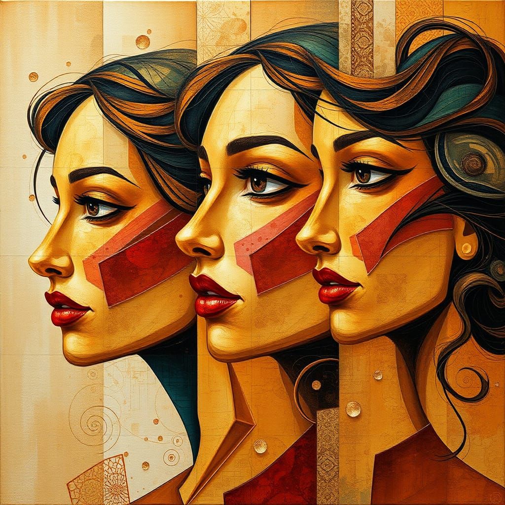 a collage of women's faces in mosaic, in the style of andrew atroshenko, peter gric --ar 73:109 --stylize 750 --v 6