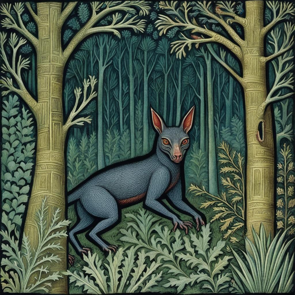 Chupacabra Hiding: Charcoal Bestiary Art