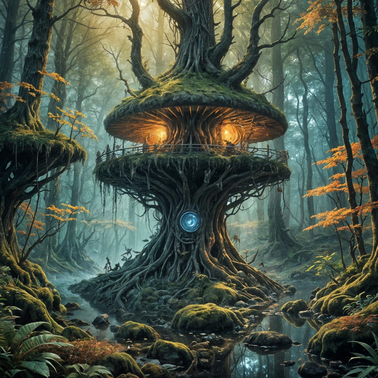 Bioluminescent Forest: A Dystopian Surreal Masterpiece