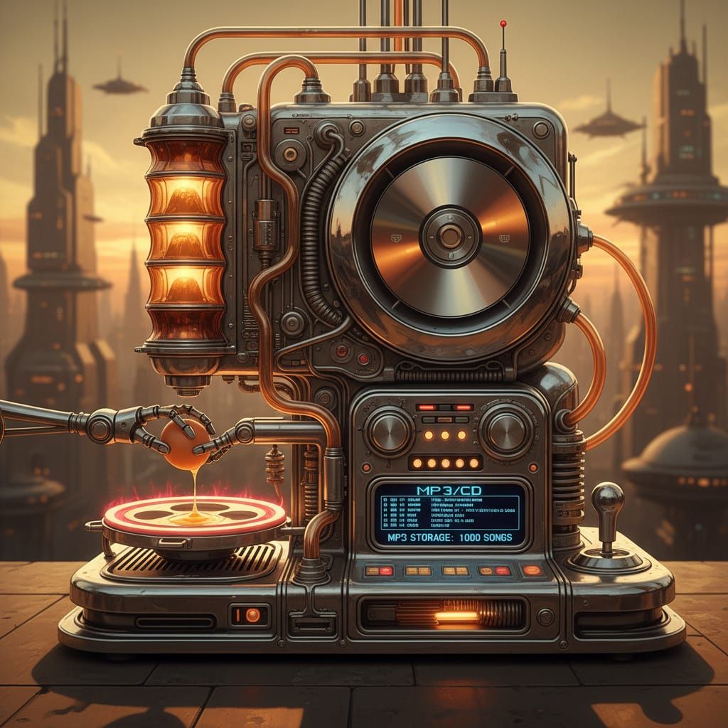Retro-Futuristic Appliance: Coffee, Egg Maker & CD Player