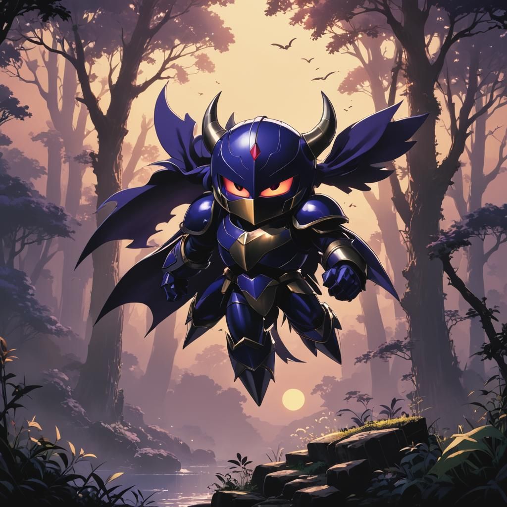 Meta Knight Silhouette in Anime Style