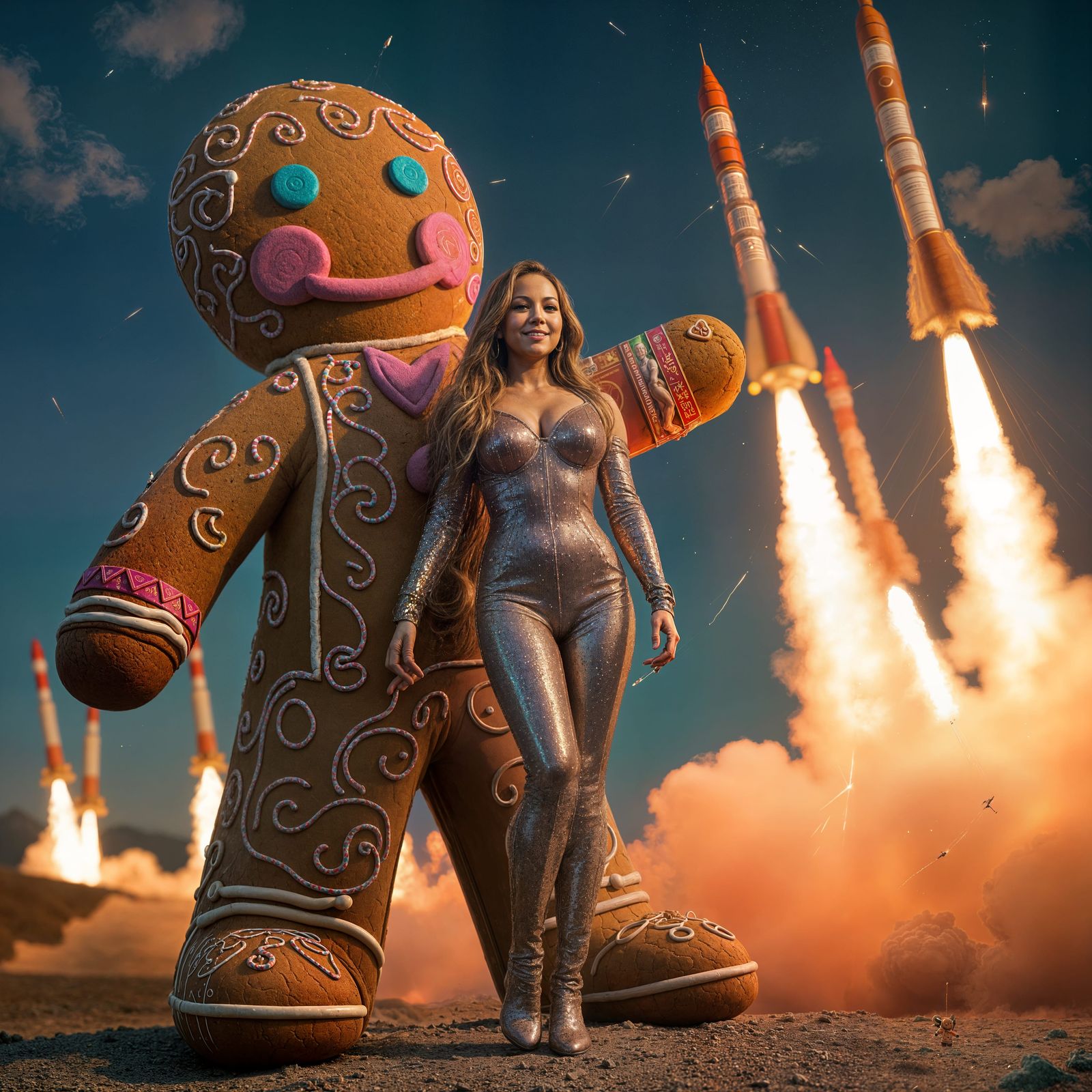 Psychedelic Gingerbread Man Launches Rockets: Cinematic Stil...