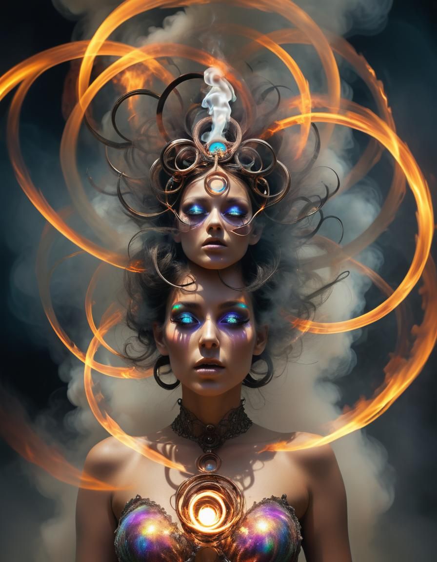 Tenebrism Dream: Fractal Rings and Iridescent Decay