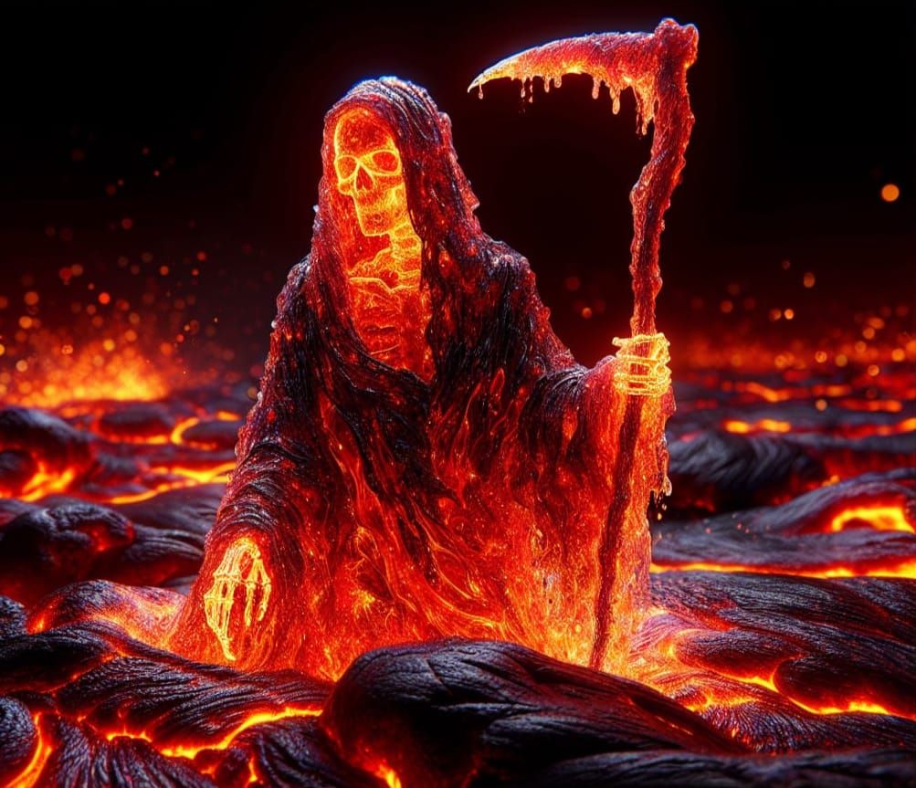 Lava Grim Reaper Emerges from Molten Depths