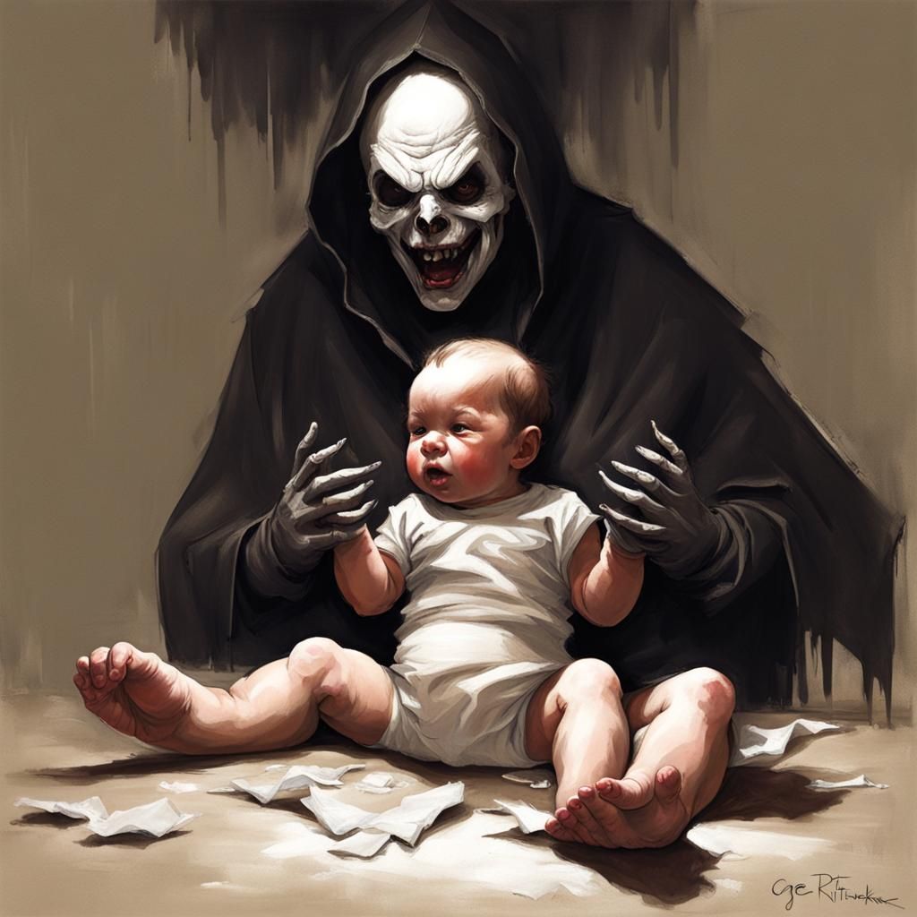 Sinister Diaper Change in Fantasy Art Style