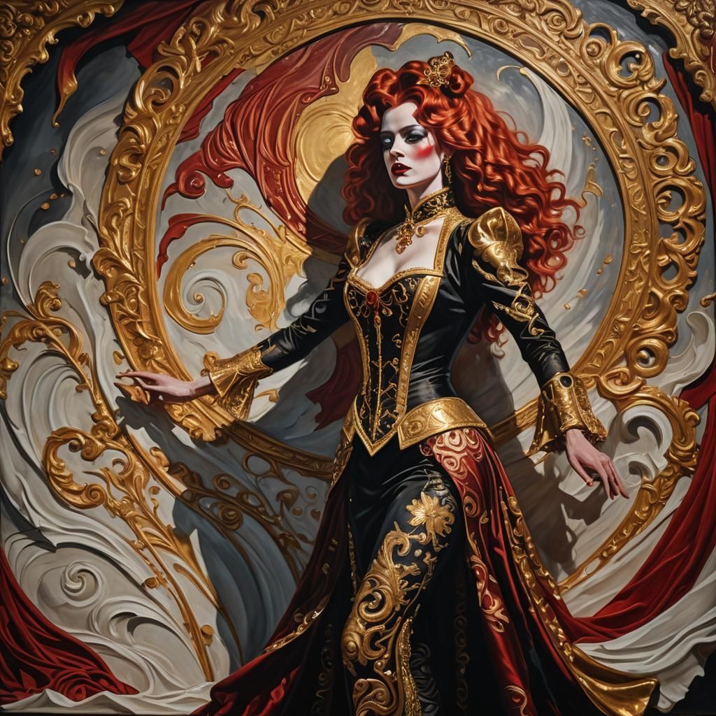 Moulin Rouge Performer in Surrealist Oil Painting