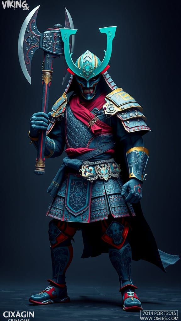 Samurai Viking Hybrid Warrior Ready for Battle