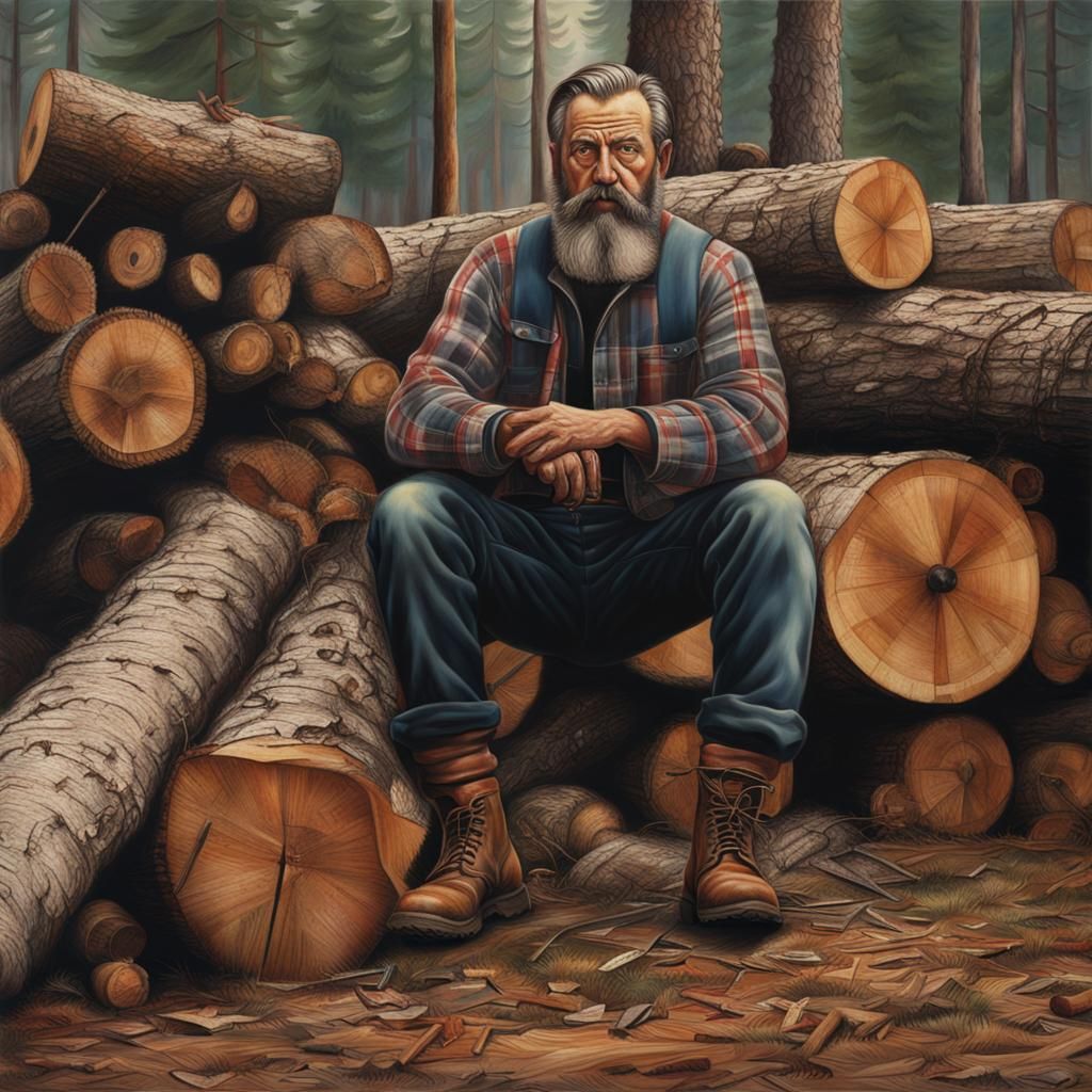 Hyperrealistic Lumberjack in Hypermodern Style