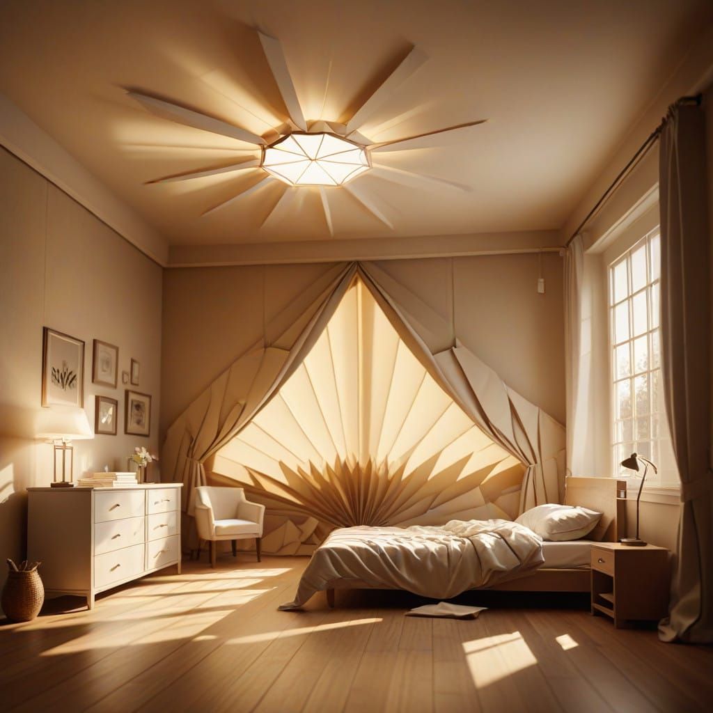 Warmth of Golden Sunbeams Illuminates Antique Sepia Bedroom....