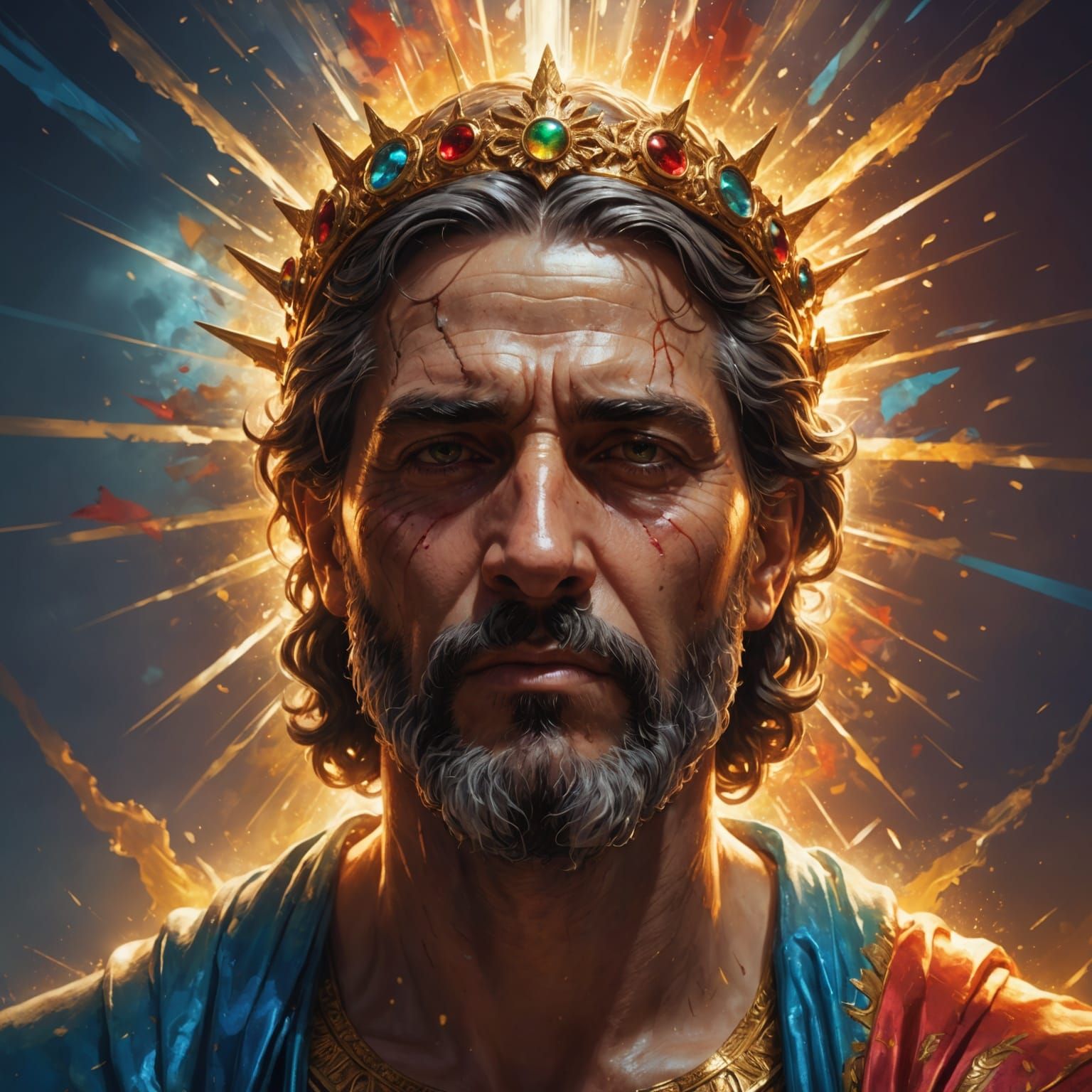 Hyperrealistic God in Heaven with Blinding Light