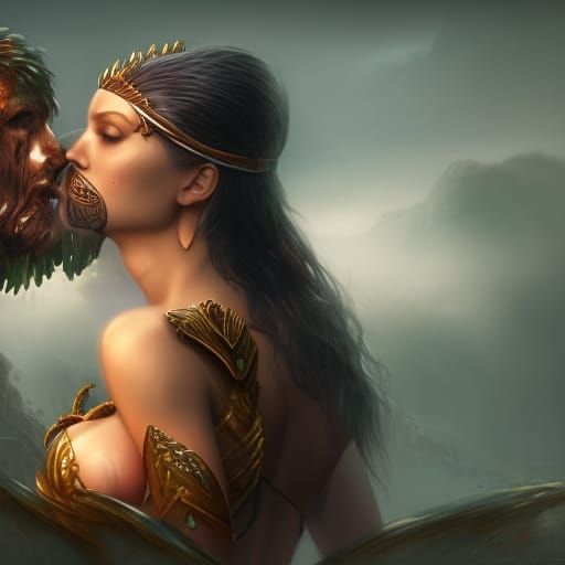 Amazon Woman's Feast: Detailed Matte Painting