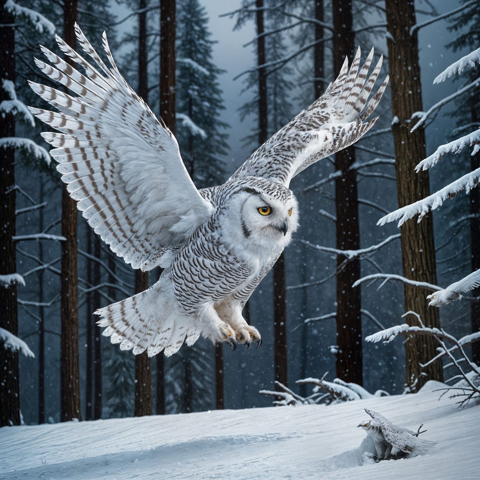 Snowy Owl in Flight Matte Painting