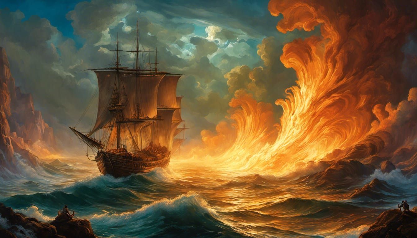 Storm on the Sea: Gouache and Watercolor Impression