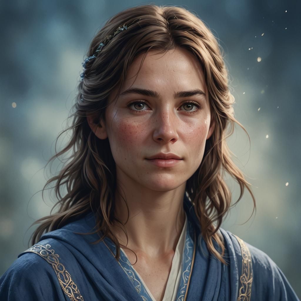 Realistic Portrait of a Female Healer with Kind Eyes