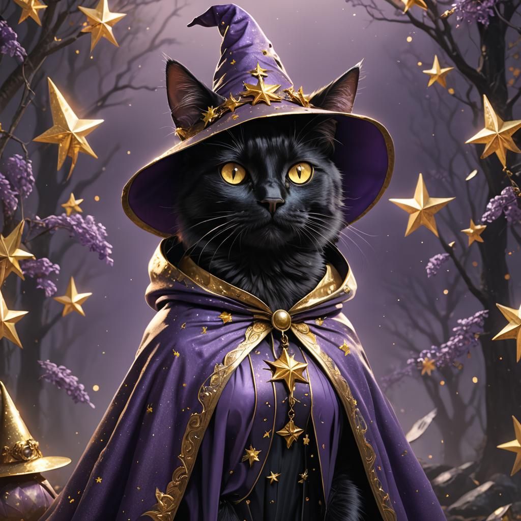 Black Cat Witch in Dark Fantasy Style