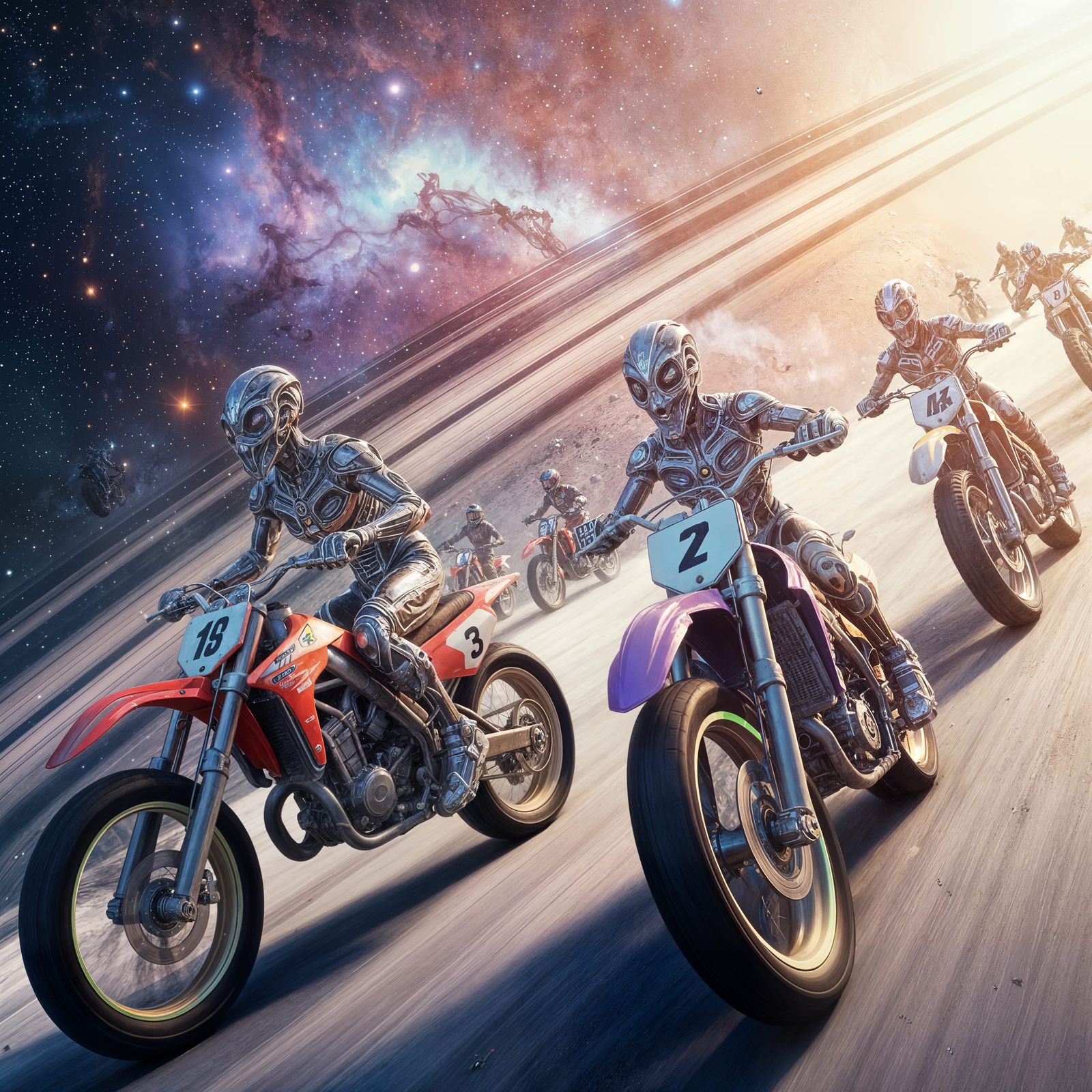 Aliens Race Dirt Bikes on Saturn
