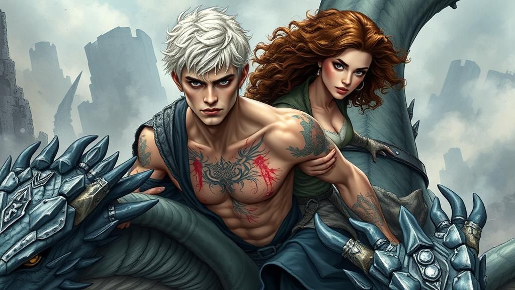 Adult Draco Malfoy, mid 20's, White blonde ruffled hair, sil...