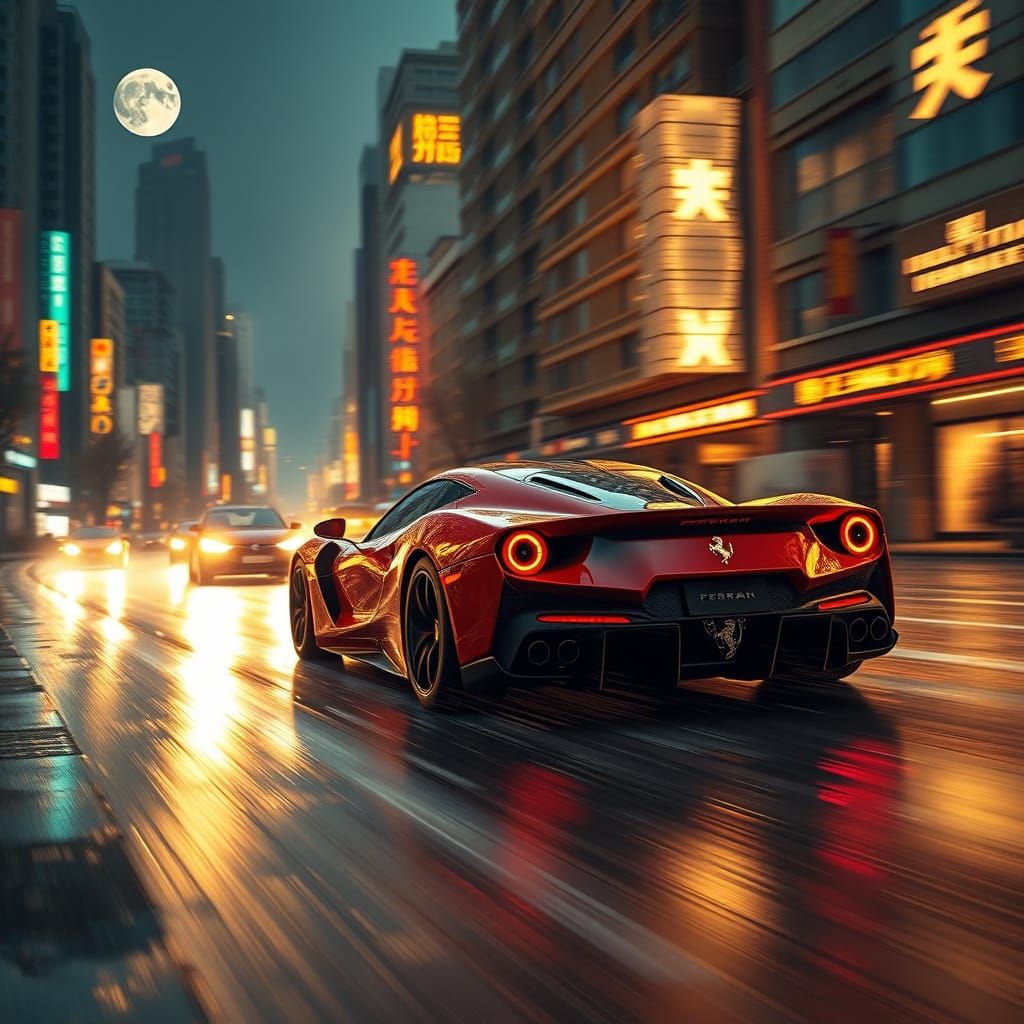 Ferrari FXXK Speeds Through Rainy China Streets at Golden Ho...