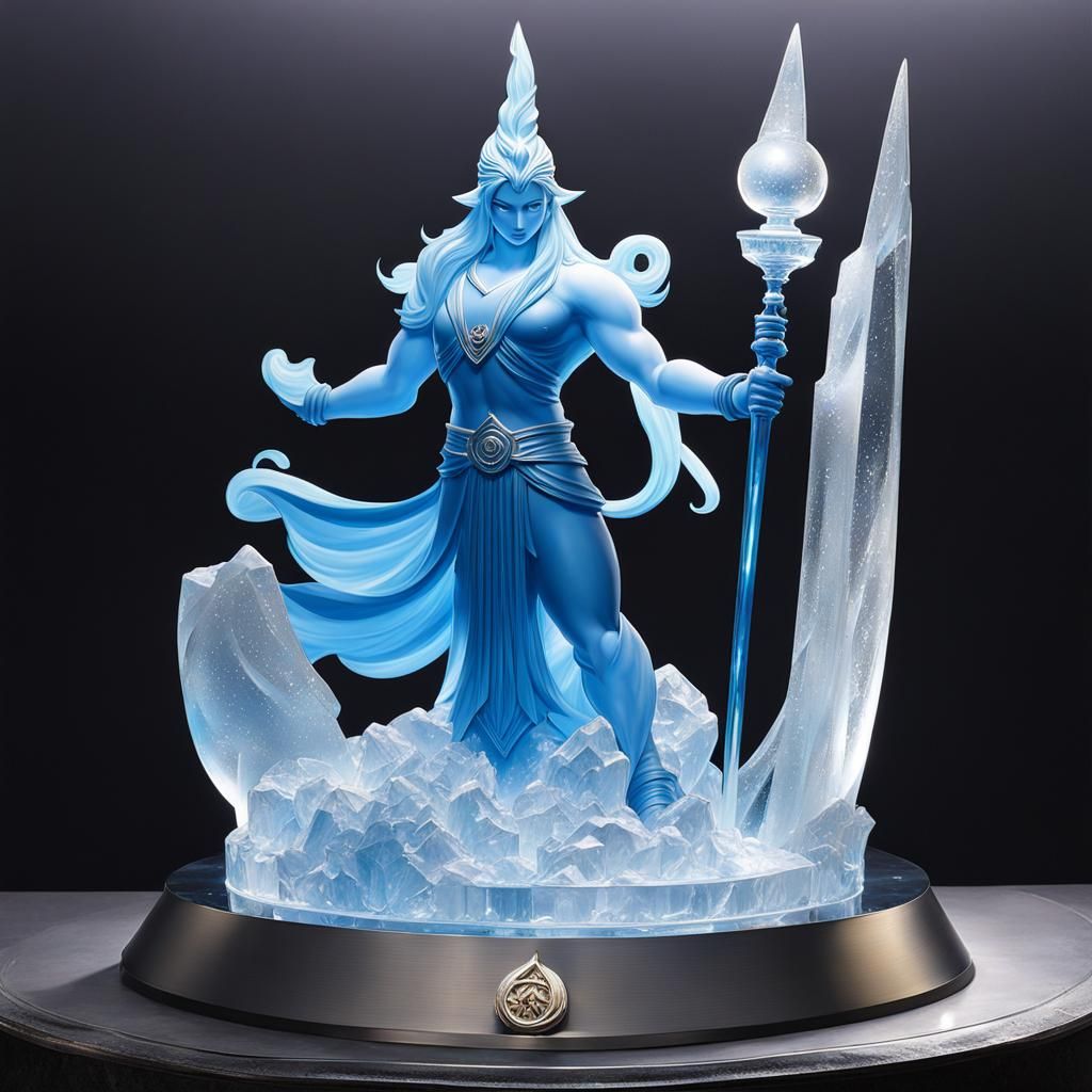 Translucent Ice Sculpture of Shiva in Chughtai Style